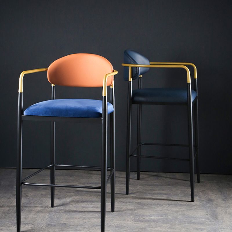 Full Back Upholstered Bar Chair Industrial Arm Rectangle Bar Stool