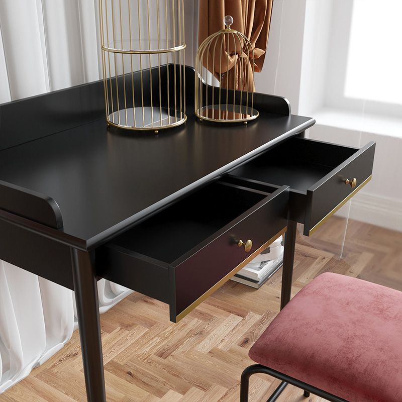 Mid-Century Modern Make-up Vanity with Drawers in Black Solid Wood