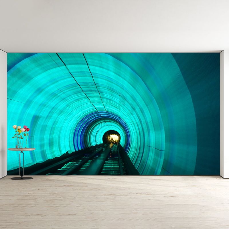 Long Tunnel Mural Contemporary Style Mildew Resistant Wall Covering for Fireplace