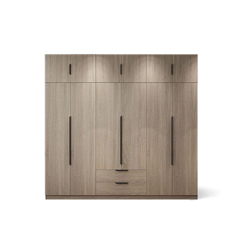 Brown Manufactured Wood Wardrobe Modern Cabinet with Drawers