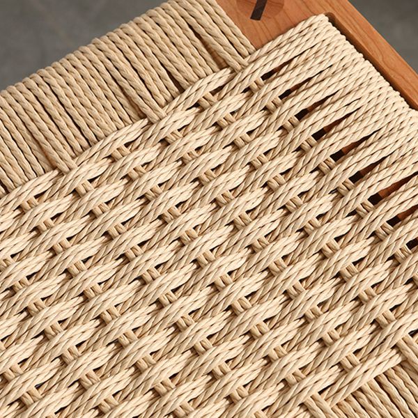 Modern Armless Backless Counter Stool Wood Bedroom Bar Stool with Rattan Cushion