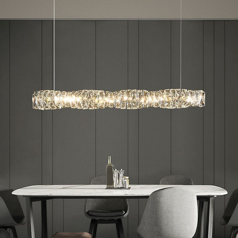 Modern Style Island Light 1-Light Island Hanging Light with Crystal Shade for Dining Room
