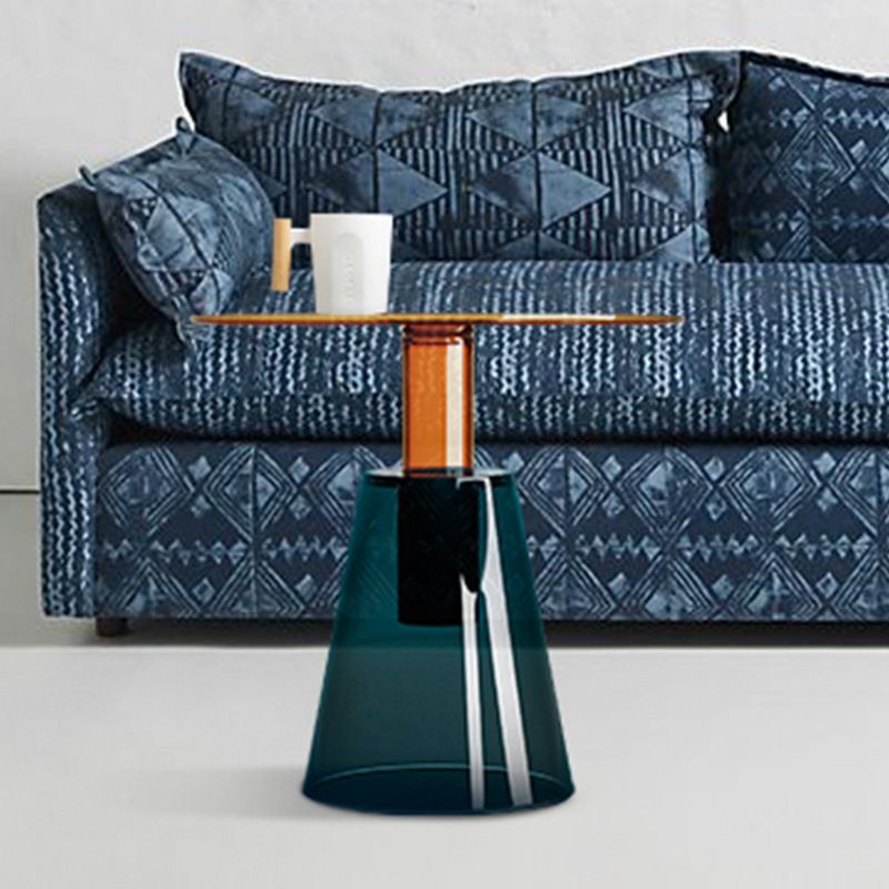 Contemporary Glass Top Pedestal Round Living Room Accent Side Table