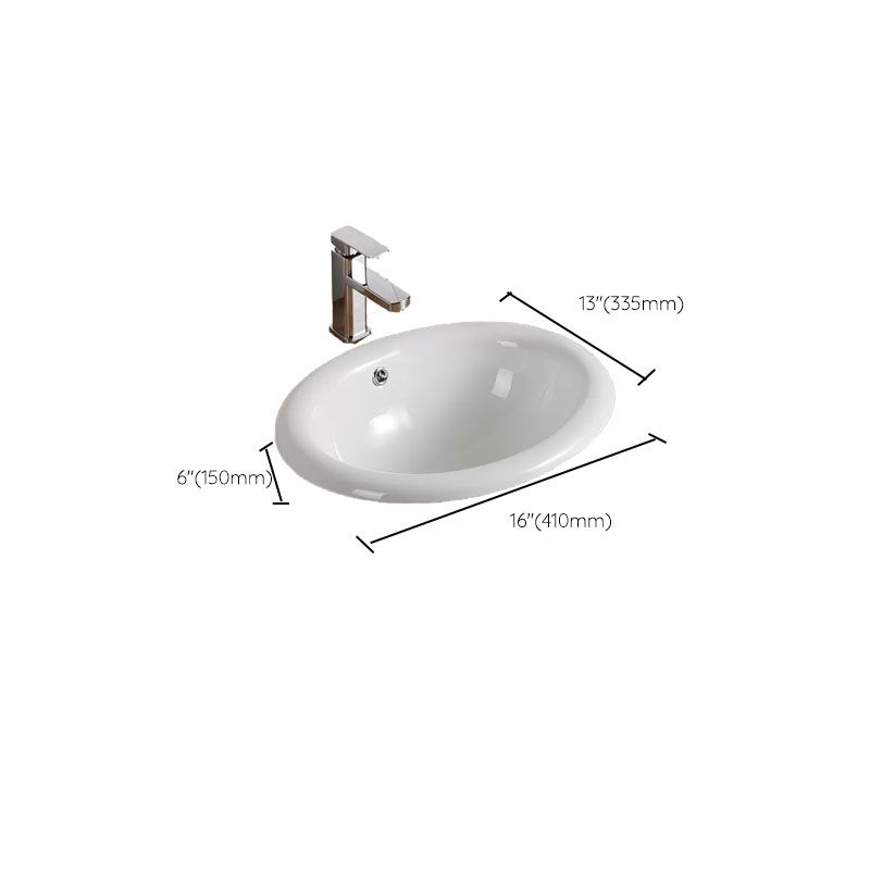 Contemporary Bathroom Sink with Pop-Up Drain Porcelain Oval-Shape Undermount Bathroom Sink