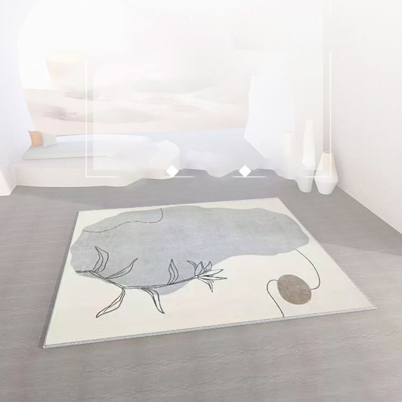 Tapis moderne gris en Polyester, bloc de couleurs, avec envers antidérapant, pour la décoration de la maison