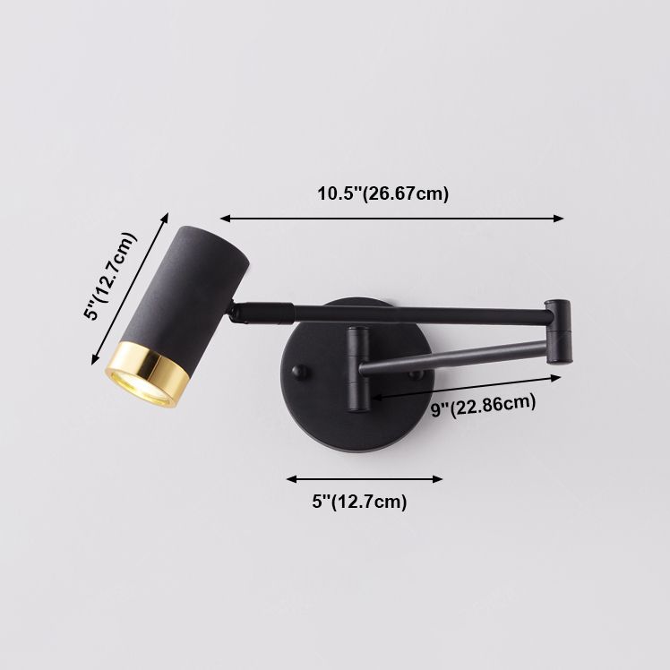 Modern Artistic Adjustable Wall Lamp Lacquered Iron Cylindrical Wall Light with Aluminium Shade