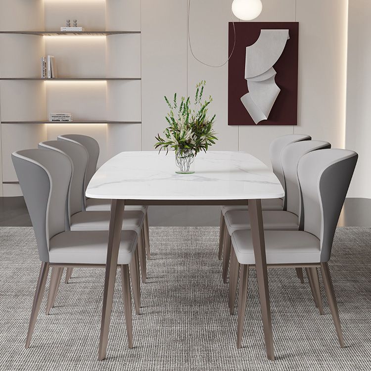 Glam Dining Table Sintered Stone Table with Metal Legs for Home Use