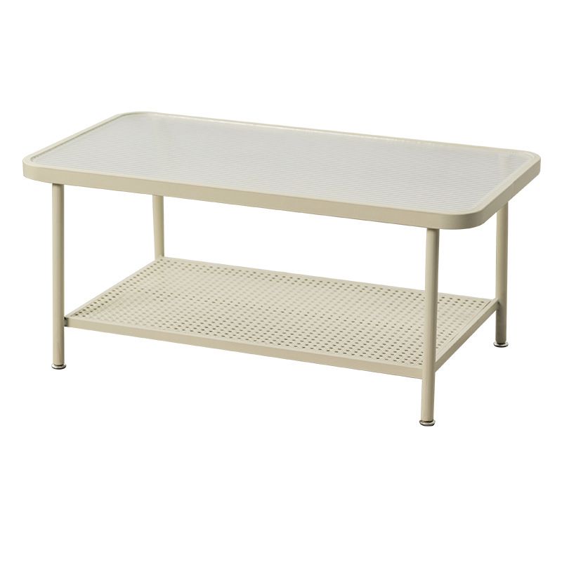 Contemporary Rectangle Coffee Table with Glass Top and 1 Shelf