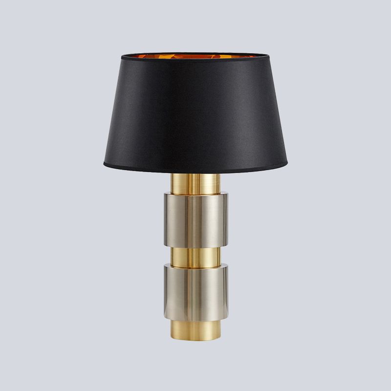 Empire Shade Nachtkastje Licht Minimalistisch Stof 1-lamp Zwart Metalen Nachtkastje Verlichting voor Slaapkamer