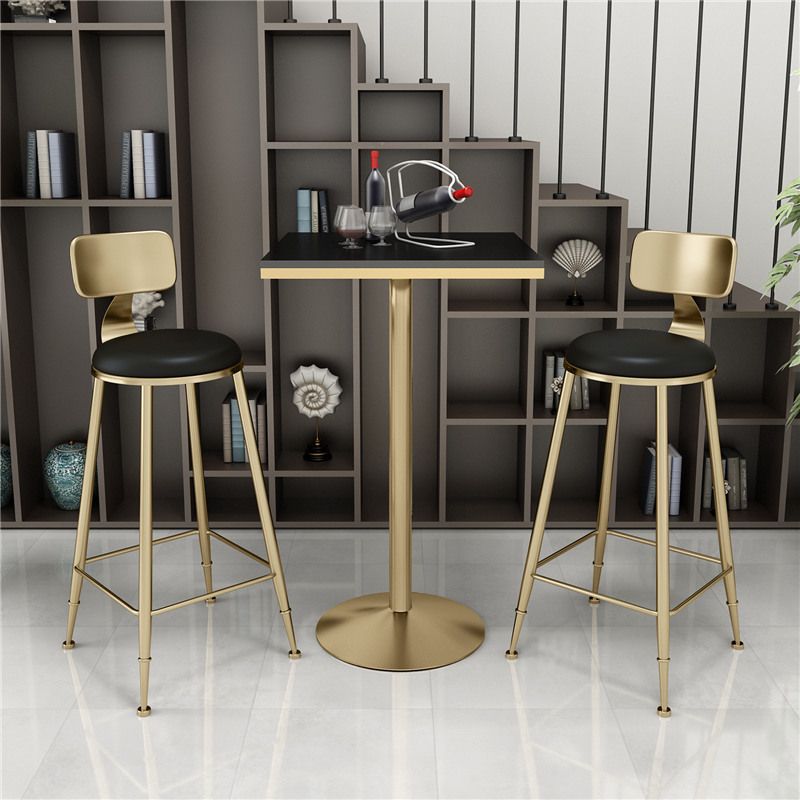 Scandinavian Round Low Back Counter Stools Upholstered Bar Stools with Cushion