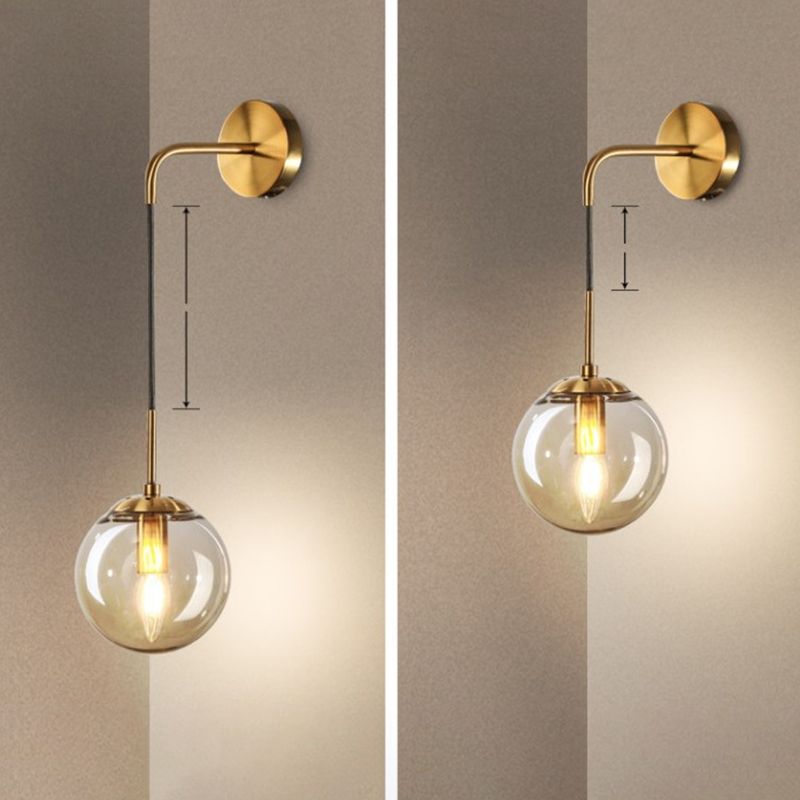 Globe Wall Mounted Lamps Vintage Simplicity Clear Glass Wall Sconce for Bedroom