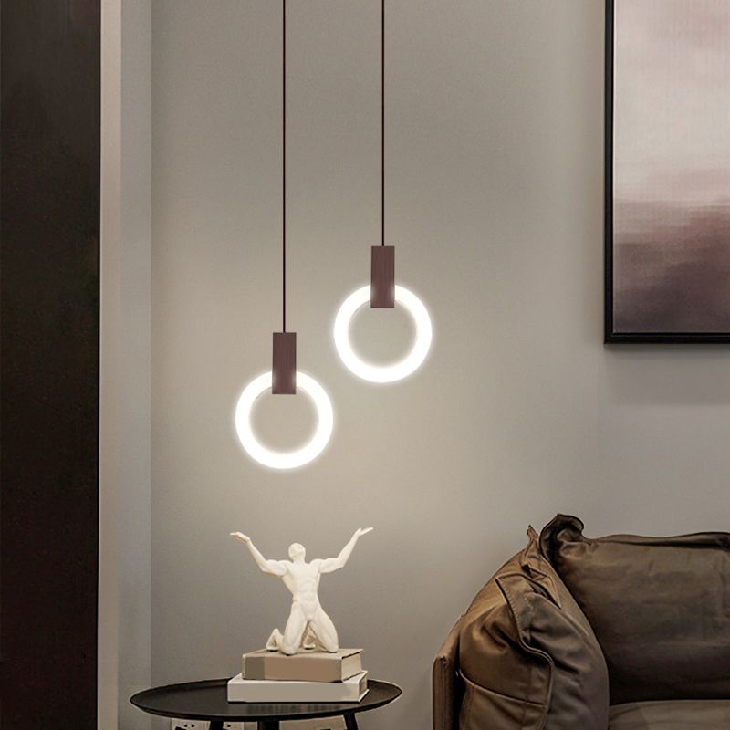 Modernist Hanging Light Ring Shape Acrylic Pendant Lamp for Foyer Bedroom Living Room