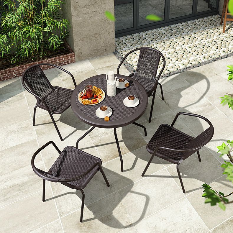 Tropical Rattan Patio Dining Armchair with Arm Outdoors Dining Chairs