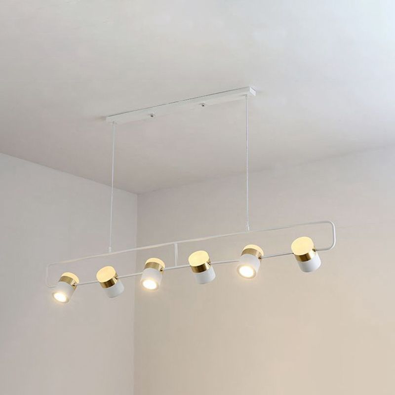 Modern Aluminum Track Light Cylinder Multi-Head Restaurant Hanging Lamp with Acrylic Shade