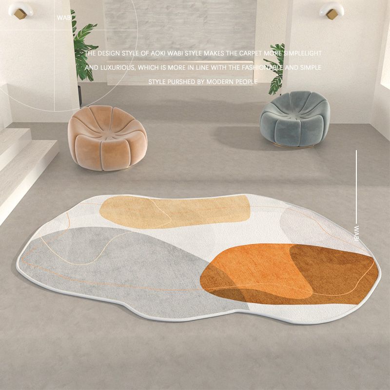 Stylish Color-Blocked Area Carpet Polyester Area Rug Stain Resistant Area Rug for Living Room
