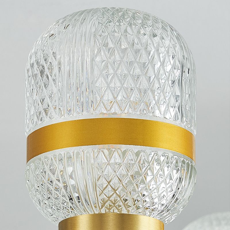 Barrel Chandelier Light Fixture Vintage Ribbed Glass Pendant Lighting for Restaurant
