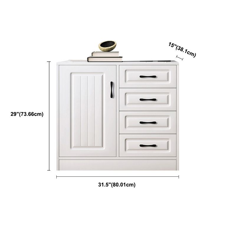 White Storage Chest Modern Style Wooden Storage Chest Dresser with Drawers and Doors