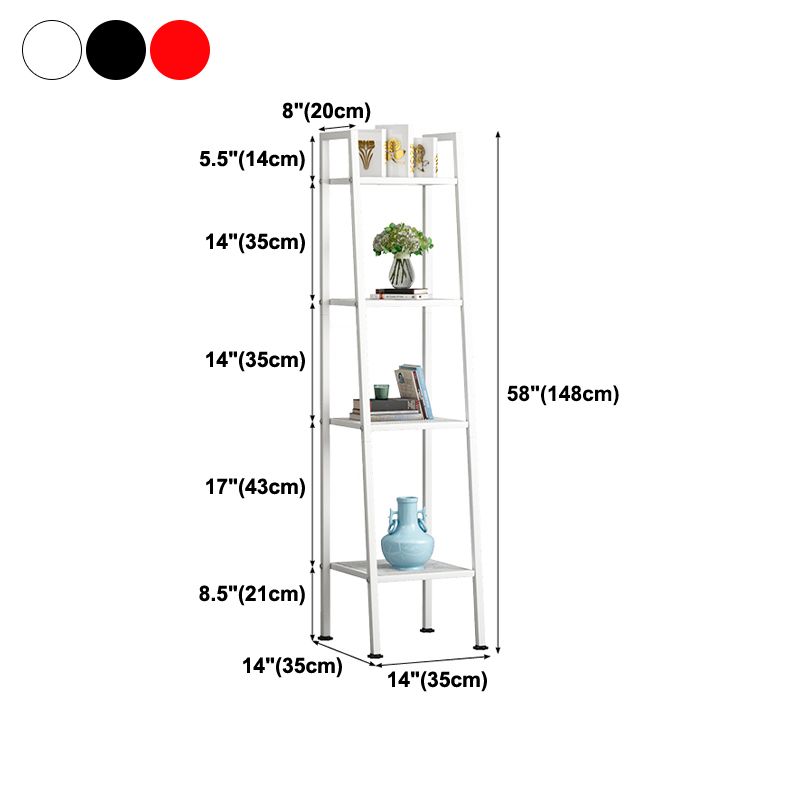 Modern Style Ladder Bookshelf Open Back Metal Bookcase for Home