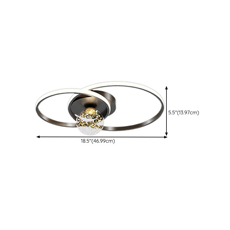 Modern Metal Flush Mount Circular Shape Ceiling Light with Glass Shade for Living Room