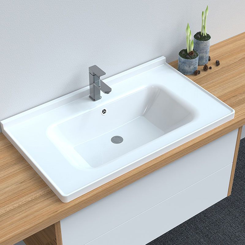 Modern Bathroom Sink Porcelain with Overflow Drop-in Bathroom Sink(Not Included Faucet)