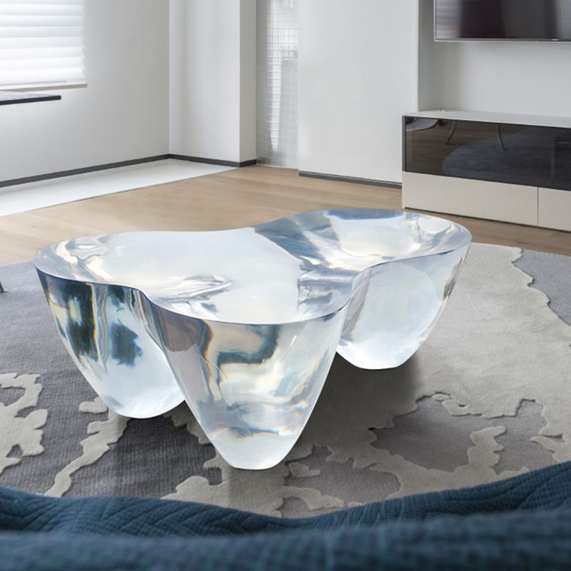 3 Legs Clear Contemporary Acrylic Single Coffee Cocktail Table