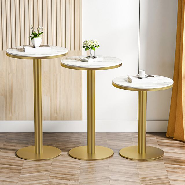 Modern Style Bar Table Set 1/3 Pieces Round Stone Bar table with Upholstered Stools
