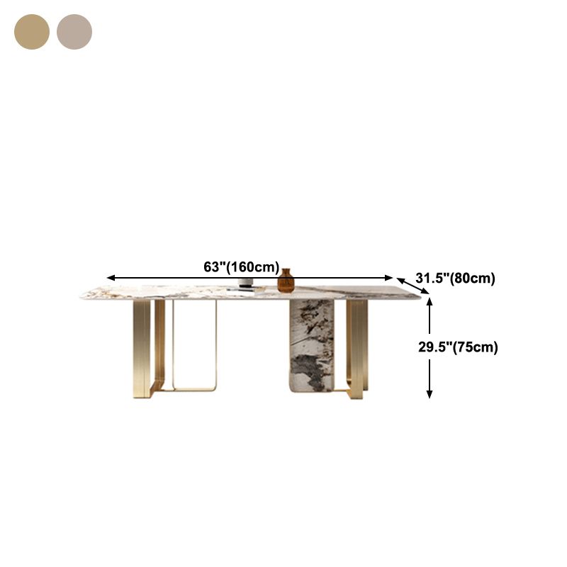 Luxury 1/3/4/5/6 Pieces Dining Set Sintered Stone Dining Table with Leather Chairs