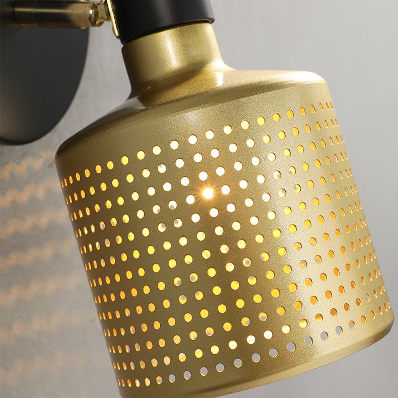 Moderner Stil Verstellbarer Zylinderwandleuchten Beleuchtung Metall 1 Lichtwandmontierte Lampen in Gold