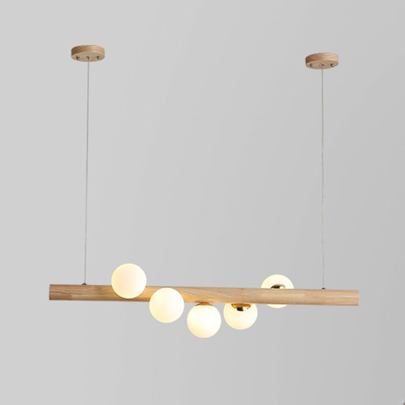 Contemporary Wood Kitchen Island Lighting Globe Shaded Ceiling Light for Room