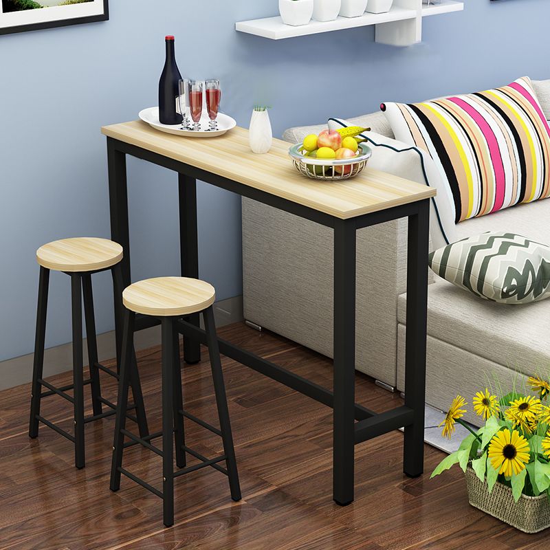 Contemporary Style 1/2/3 Pieces Rectangular Wood Bar Table Set for Indoor