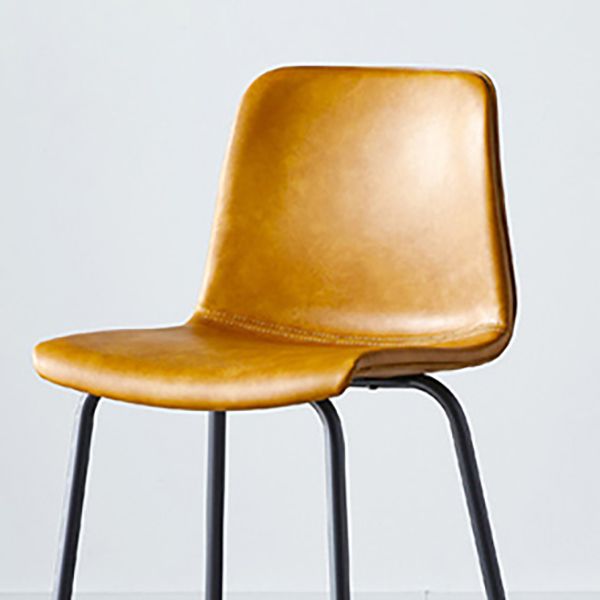 Modern Backrest Armless Counter Stool Metal Cafe Bar Stool with Leather Cushion