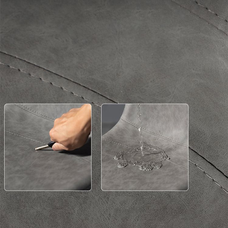 Scandinavian Metal Barstool Faux Leather Low Back Counter Stool