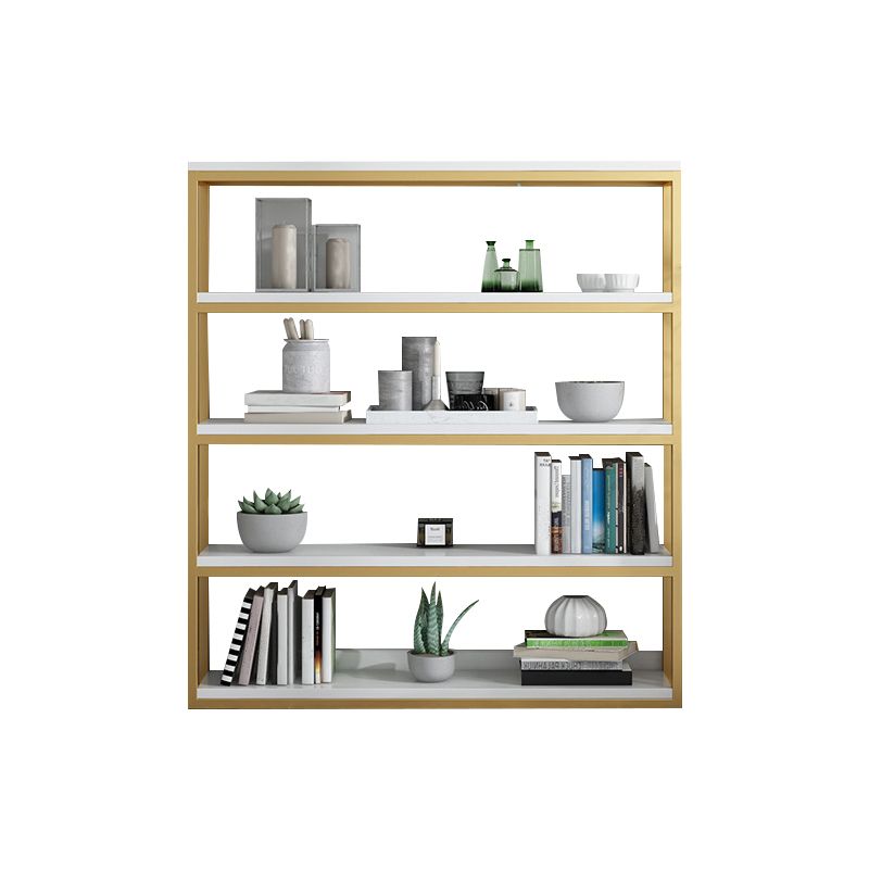 Glam Antique Finish Shelf Bookcase Metal Bookshelf with Rectangular Shelves