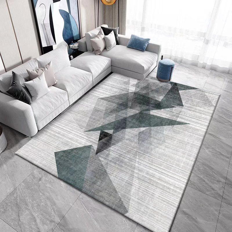 Black Modern Rug Polyester Geometric Patterns Rug Washable Rug for Living Room