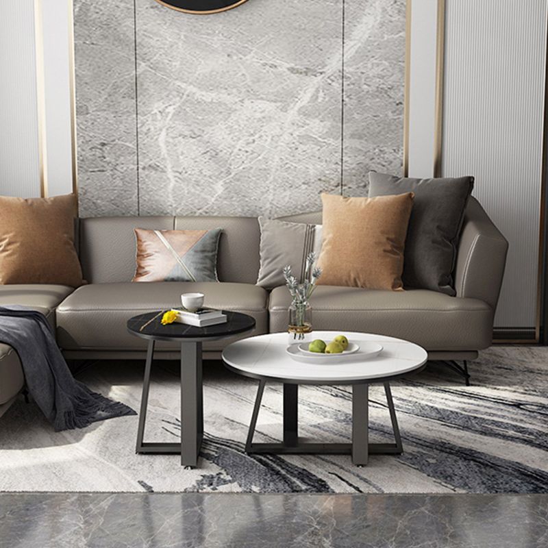 Single Coffee Table Slate Round Coffee Table for Living Room