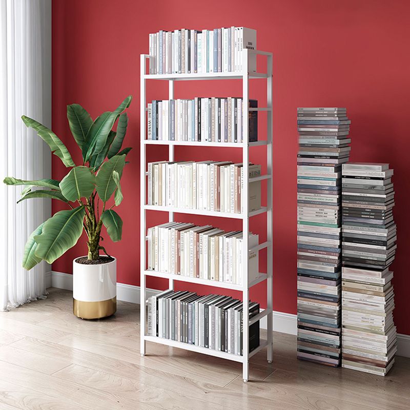 Modern White/Grey Metal Bookshelf Standard Vertical Open Shelf Bookcase