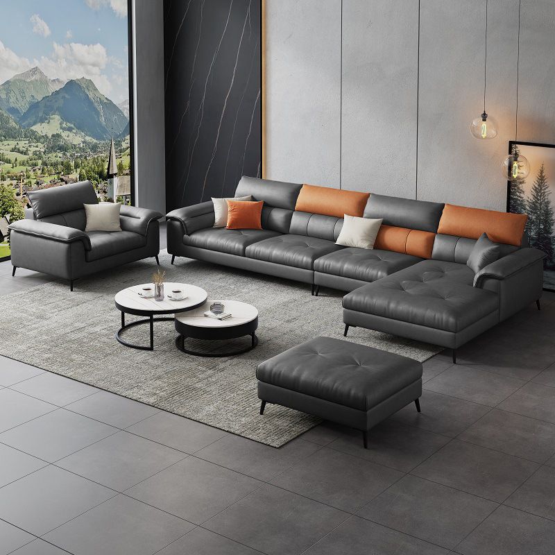 Dark Gray Cushion Back Contemporary Stain-Resistant Storage Sofa