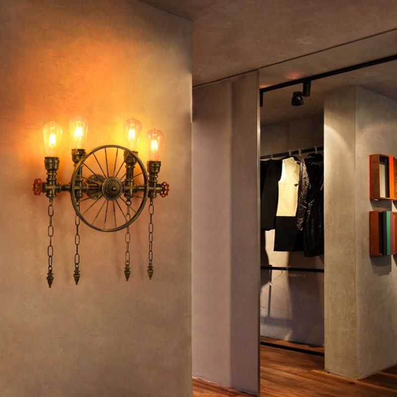 Industrial Metall Wandleuchte Wasserrohr Multi -Licht Wandleuchte für Café