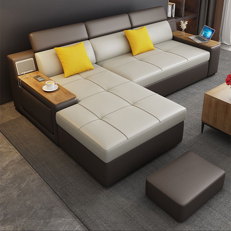 Contemporary Faux Leather Futon Sofa Square Armed Futon Sleeper Sofa