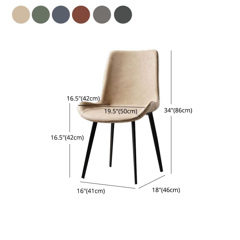 Chaises de style contemporain pour manger des chaises latérales sans bras avec des jambes en métal pour la cuisine