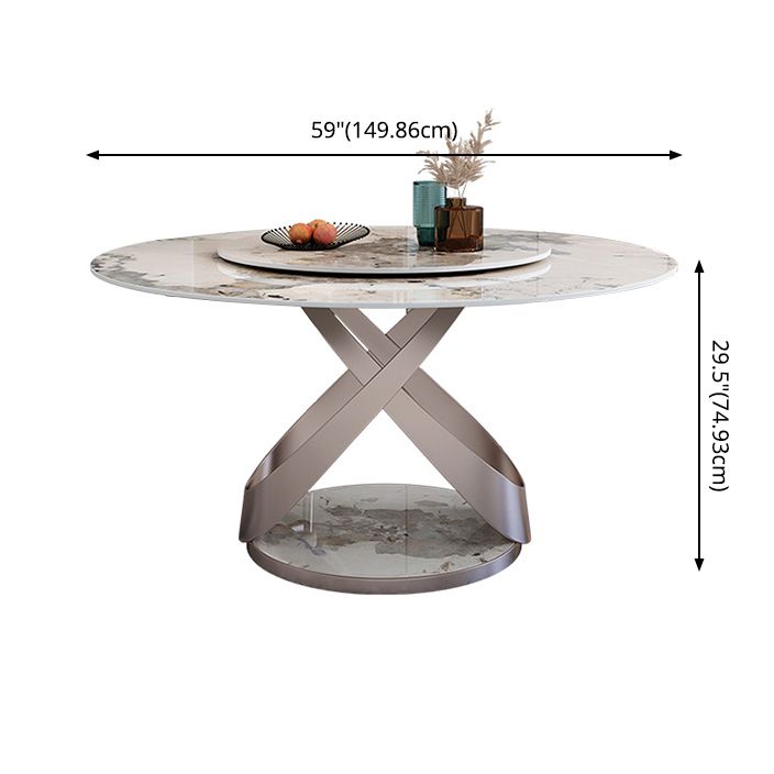 Mesa de comedor de piedra sinterizada nórdica de 5/7 con comedor de base de pedestal para restaurante