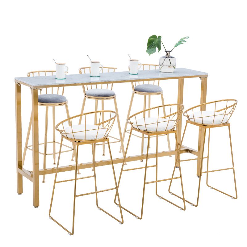 Glam 1/2/4/7 Pieces Bar Table Set Rectangle Bar Table with Metal High Stools