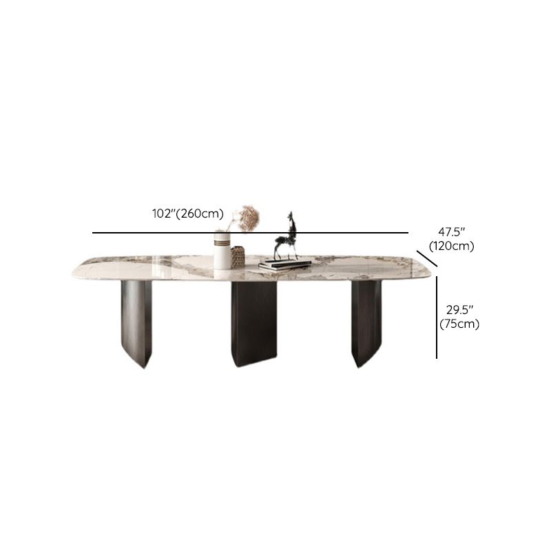 Modern Stone Dining Table Rectangle Table for Dining Room Kitchen