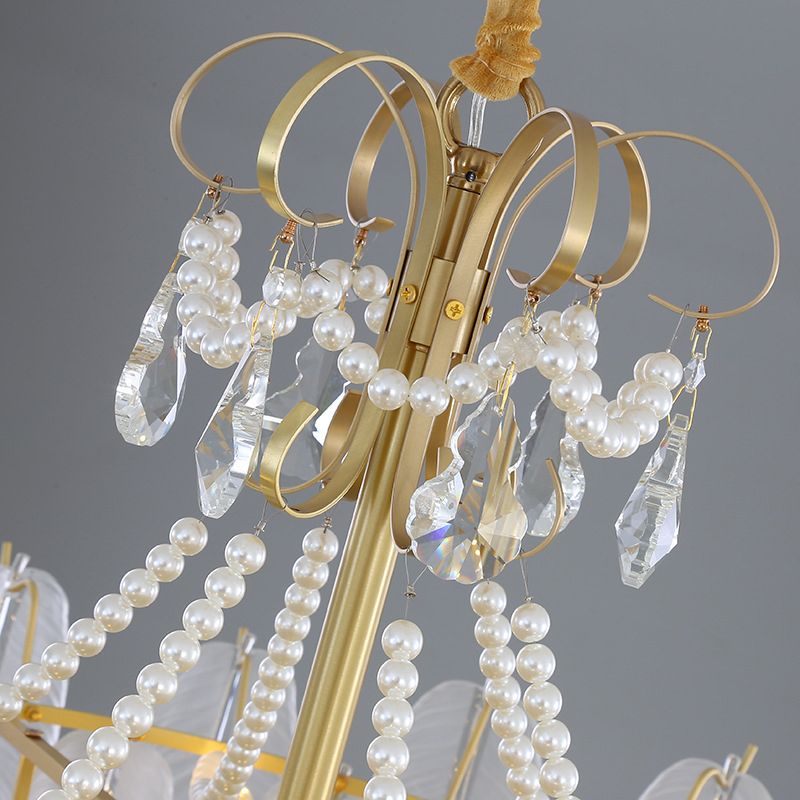 Feather Chandelier Light Fixture Vintage Frosted Glass Pendant Lighting for Restaurant