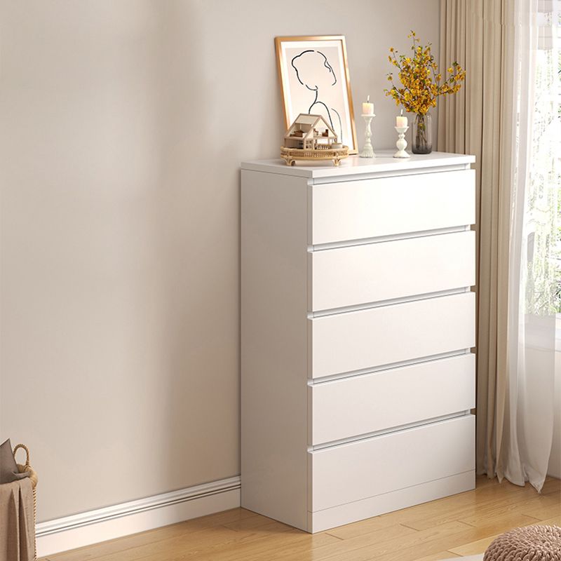 Contemporary White/Natural Chest with Wooden Drawers Rectangle Chest