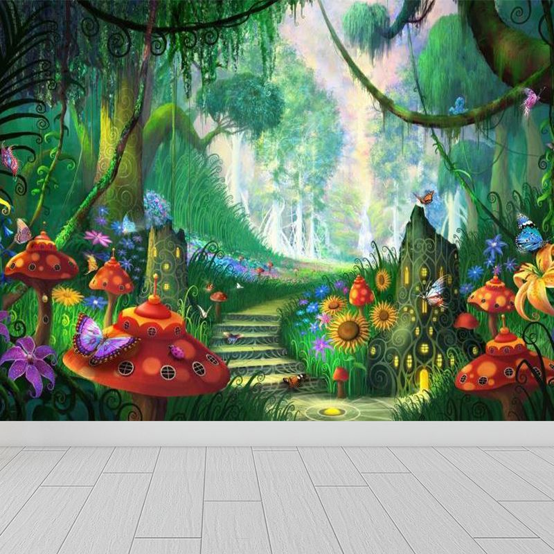 Green Wonderland Wall Mural Decal Moisture Resistant Kids Style Bedroom Wall Art