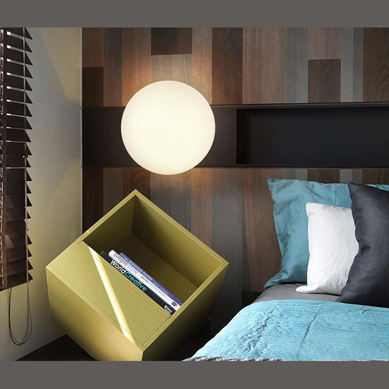 White Contemporary Glass Flush Mount 1-Light Spherical Flush Ceiling Light for Bedroom