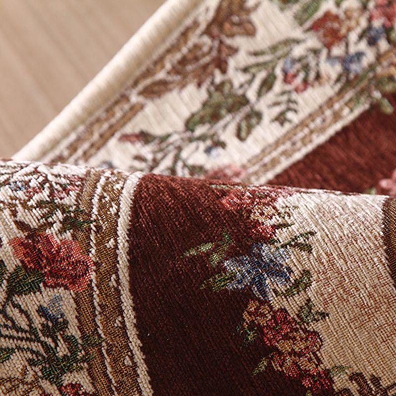 Moroccan Living Room Rug Multi Colored Floral Printed Area Carpet Polyster Non-Slip Backing Pet Friendly Indoor Rug