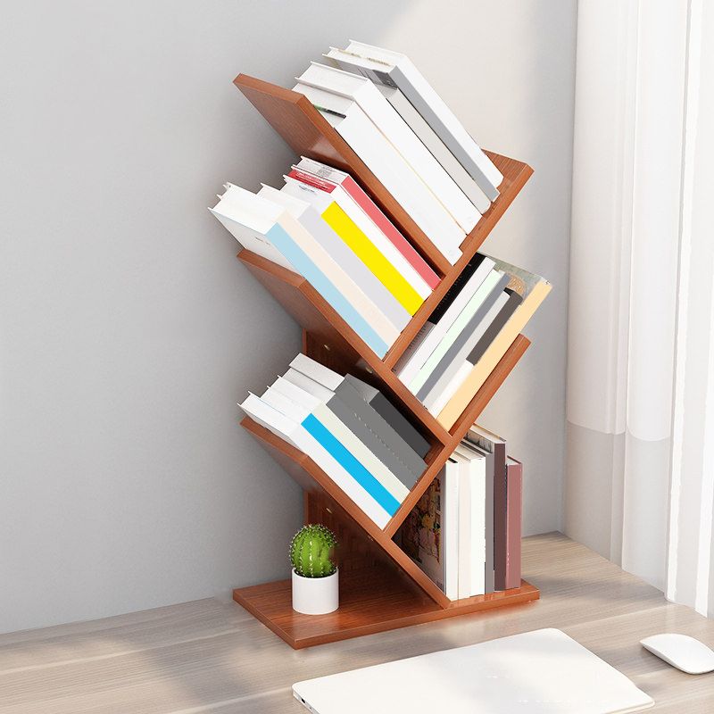 Contemporary Style Wood Bookcase Closed Back Bookshelf for Home Office