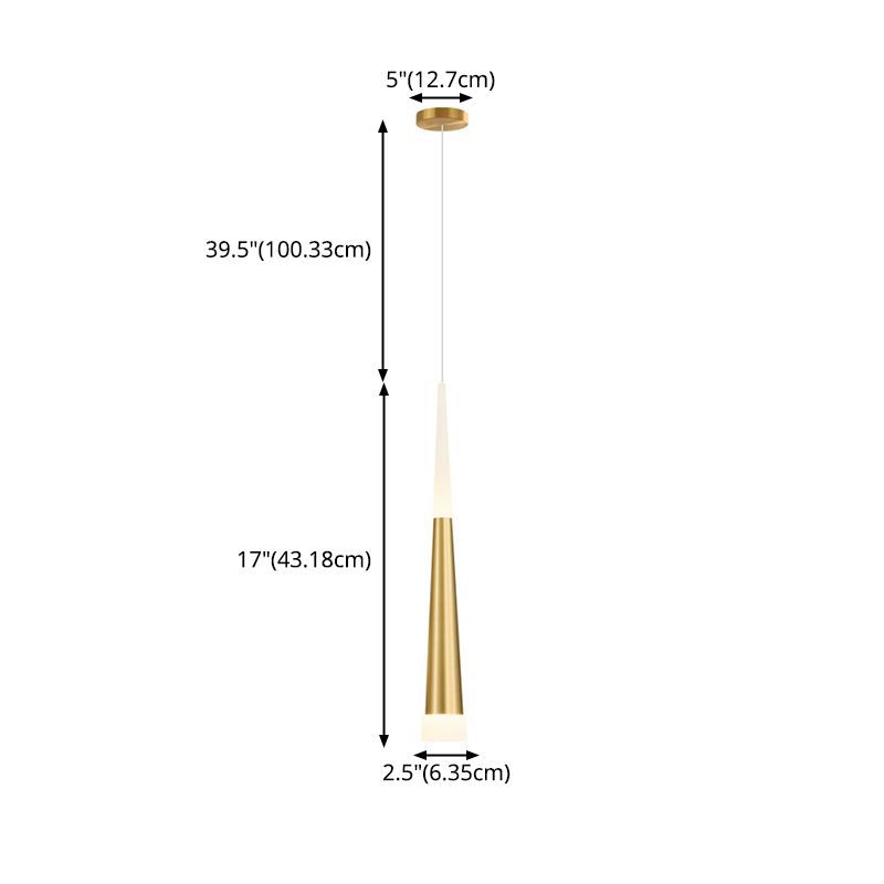 Lámpara colgante de led cónico dorado de aluminio + acrílico simplicidad moderna luz colgante para dormitorio